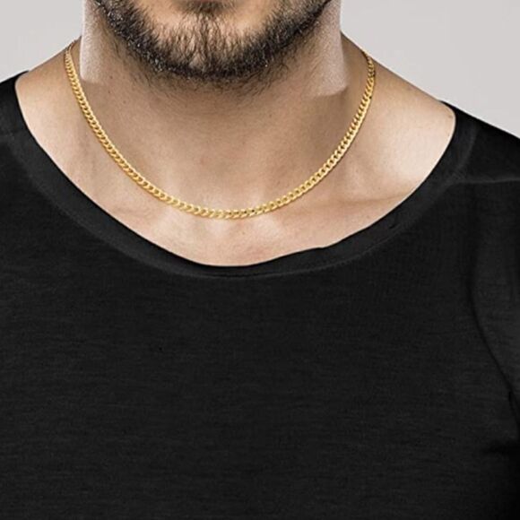 18” Men’s 18k Gold over 925 Cuban Chain Necklace - Picture 4 of 5